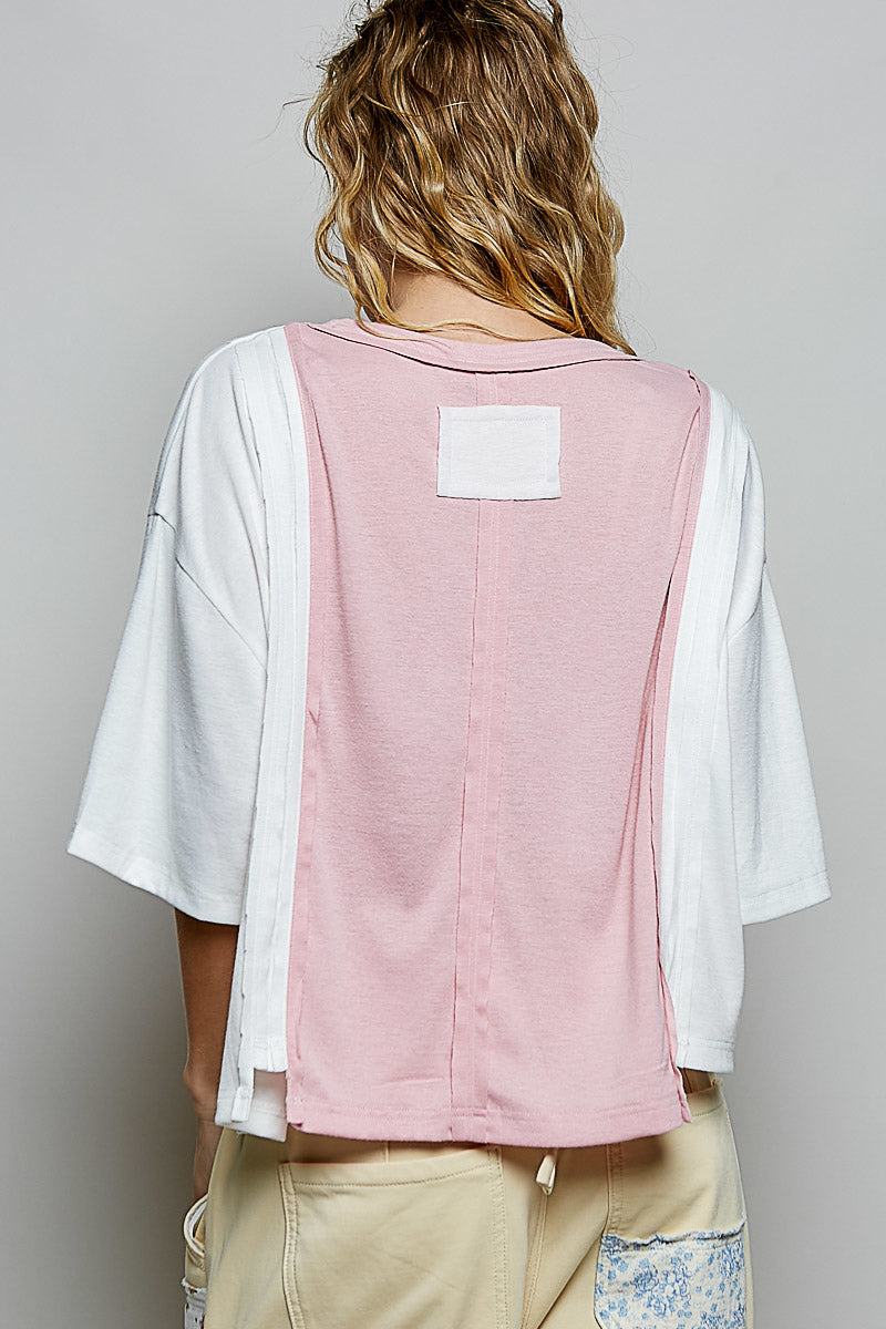 Easy Breeze Oversized Pink Pocket Tee