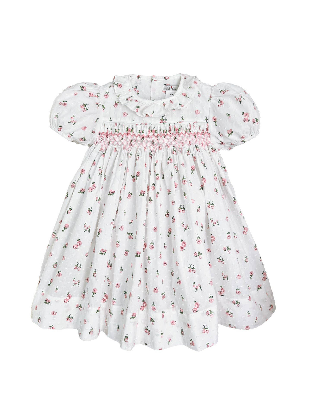 Floral Print Swiss Dot Smocked Dress