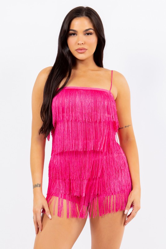Fuchsia Fringe Romper