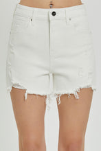 White High Rise Distressed Shorts
