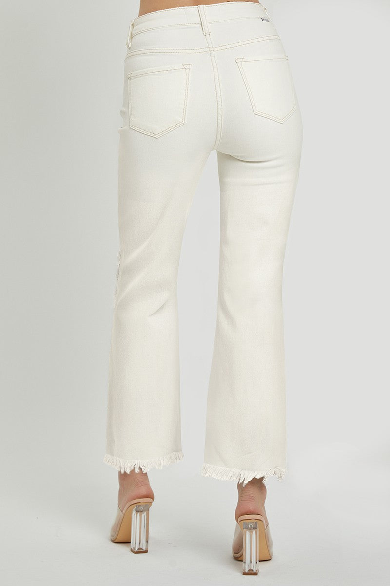 Off White High Rise Distressed Pants