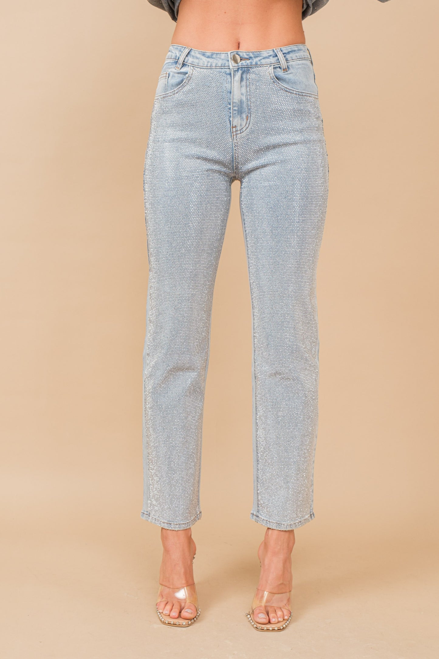 Focus On Me Denim Rhinestone Jeans