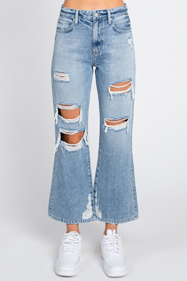 Distressed High Rise Vintage Crop Flare