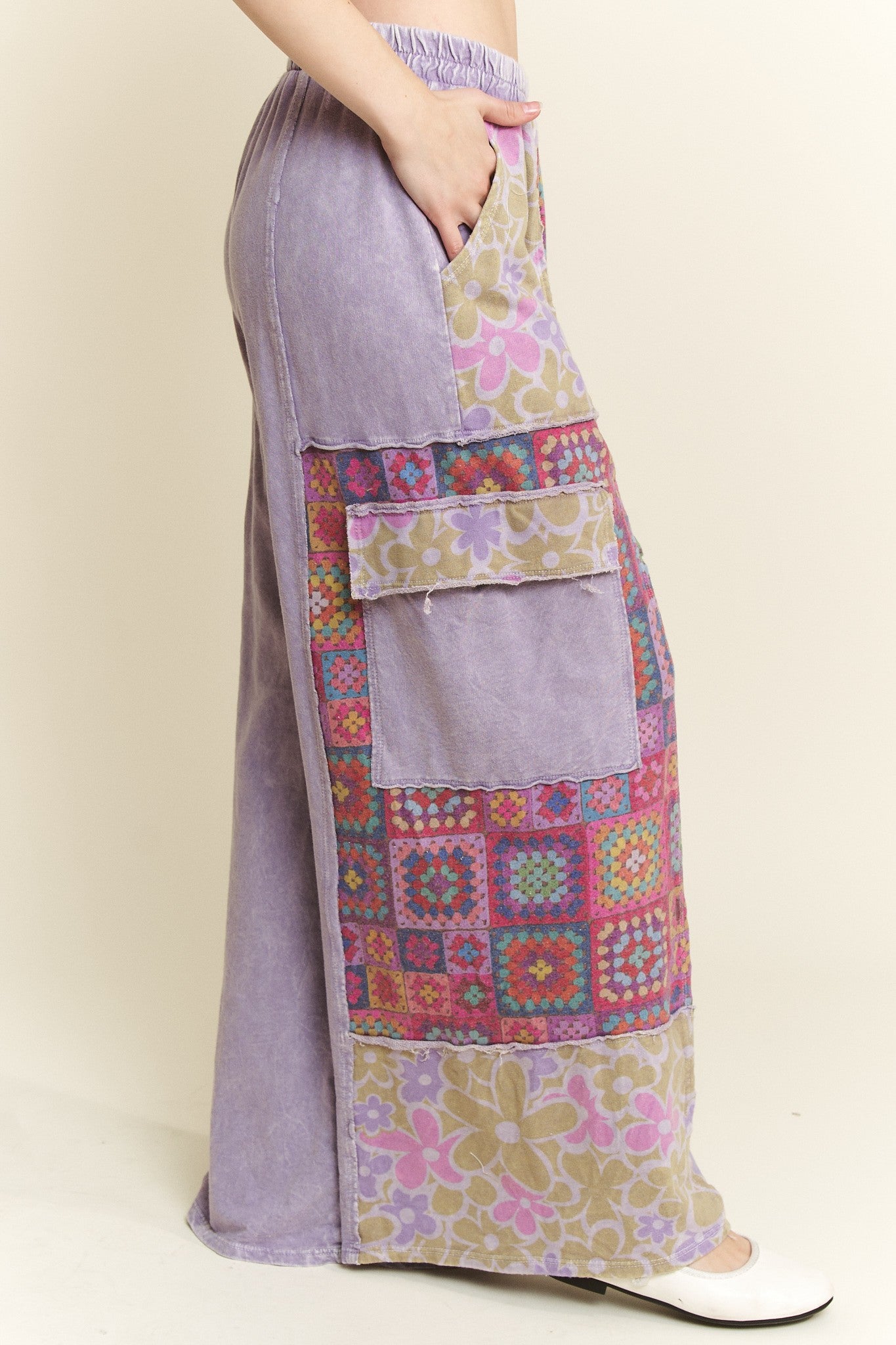 Lavender Mineral Washed Floral Pants