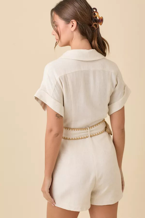 Neutral Button Down Romper