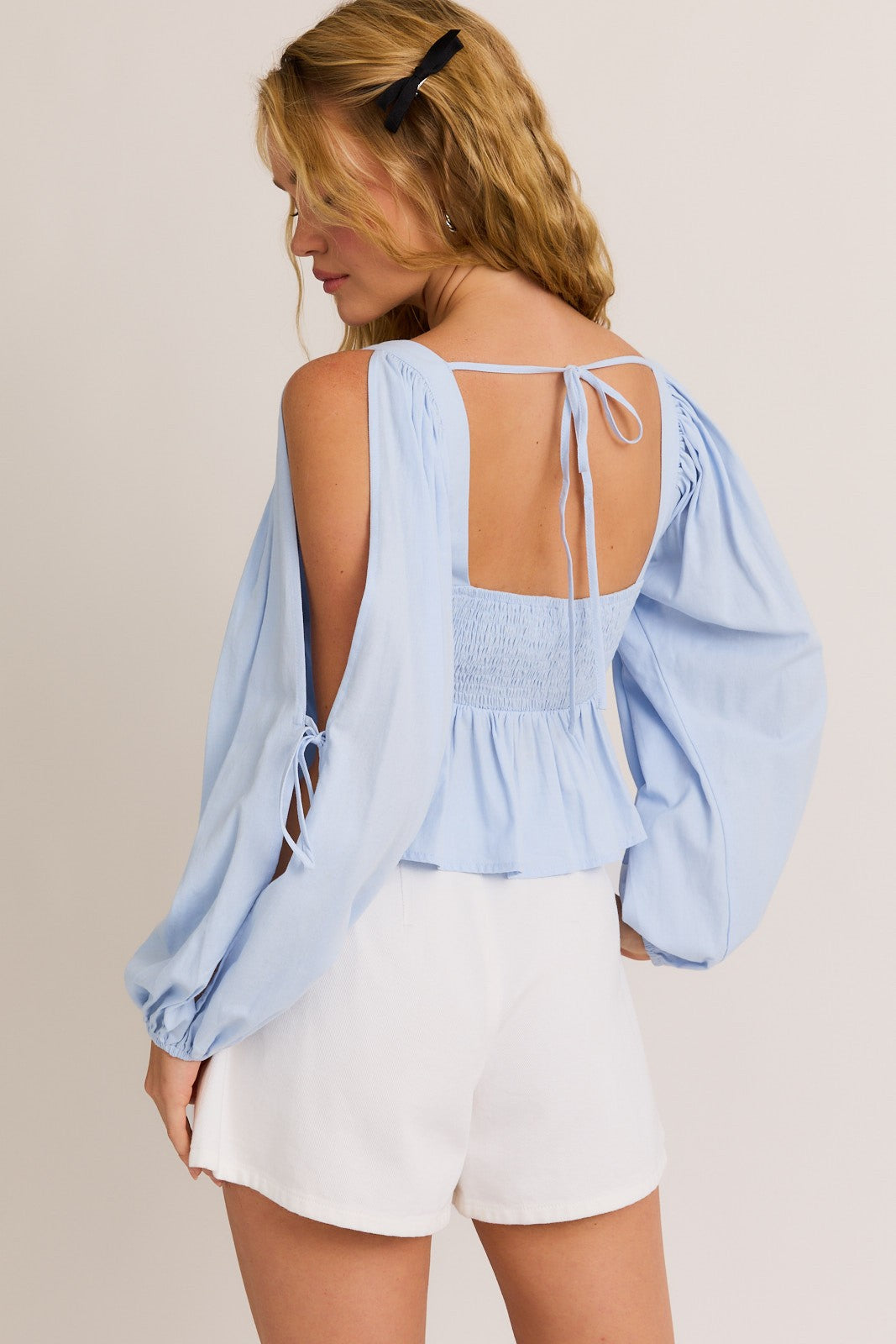 Braided Blue Square Neck Top