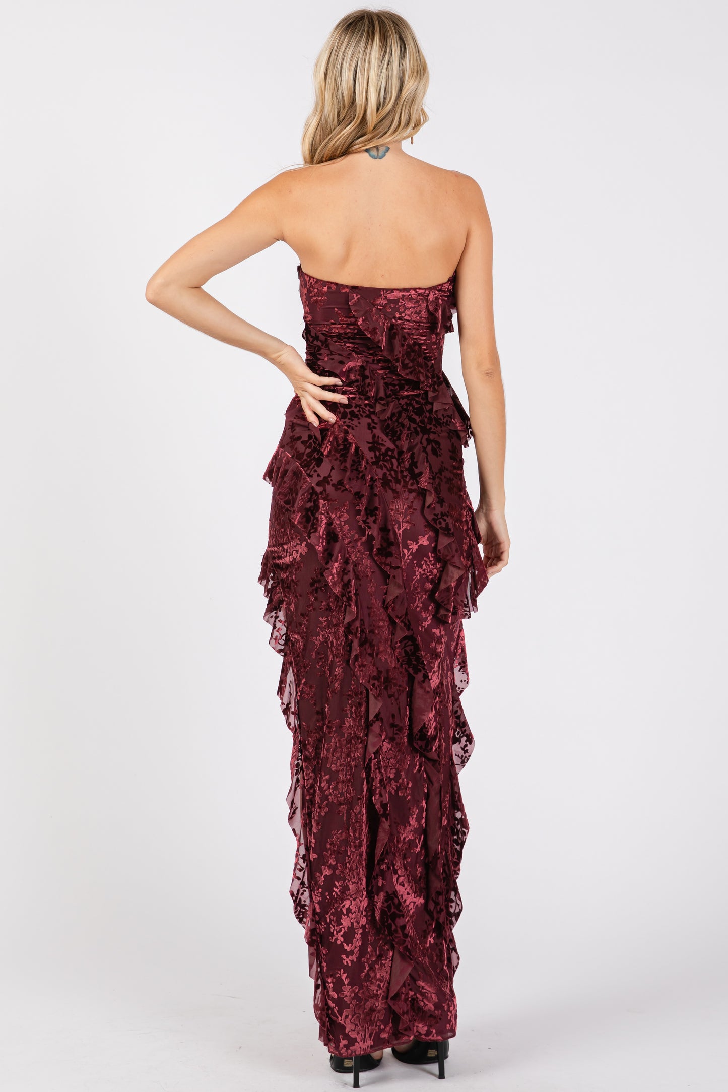 Wine Velvet Desire Maxi Dress