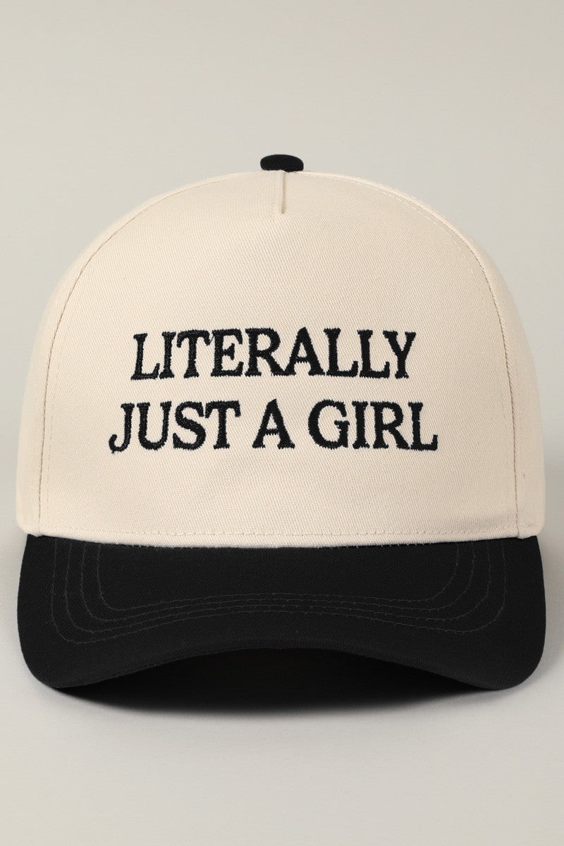 Literally Just A Girl Black Embroidered Hat