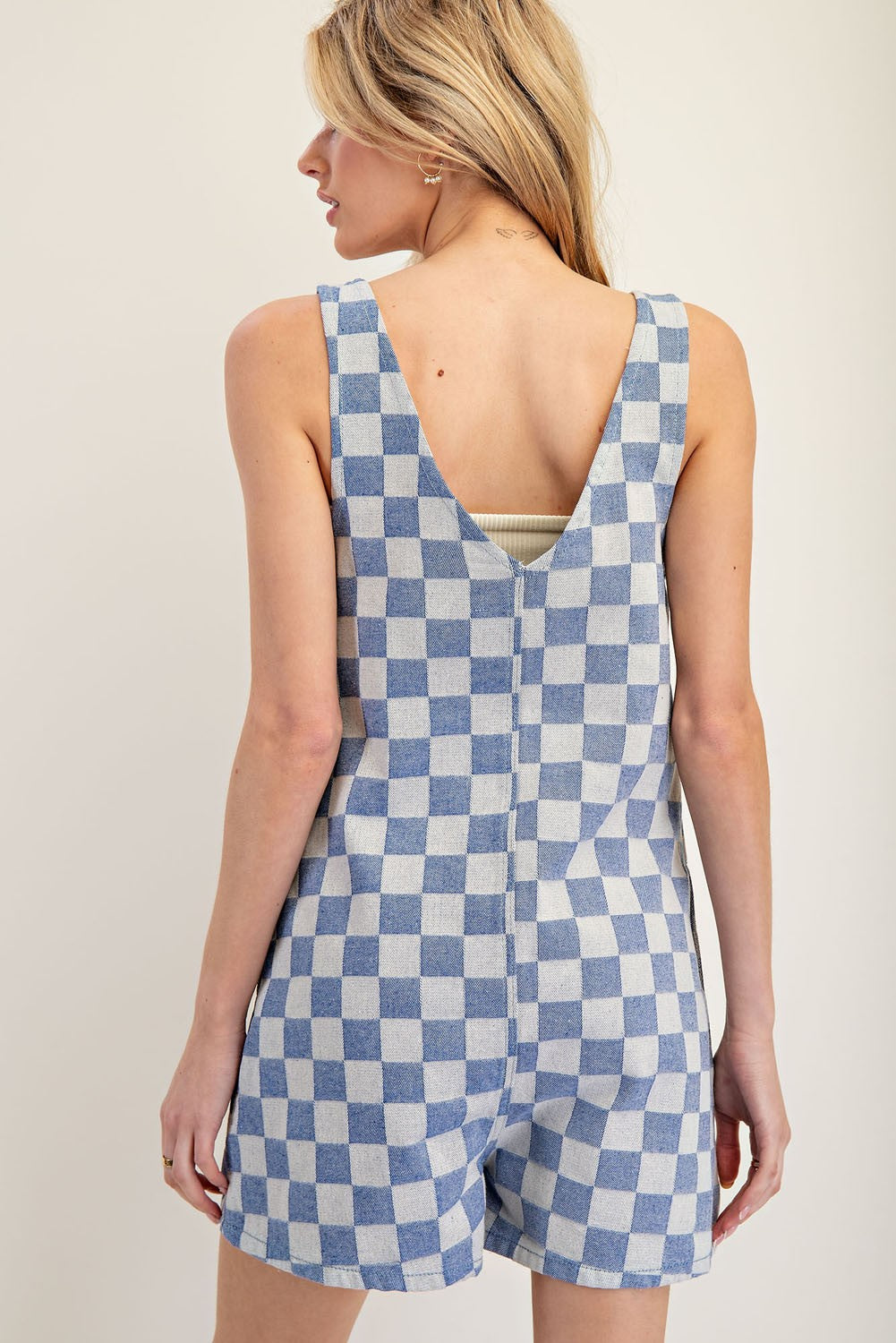 Blue Checkered Romper