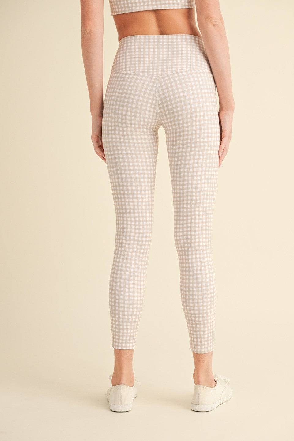 Beige Gingham Leggings