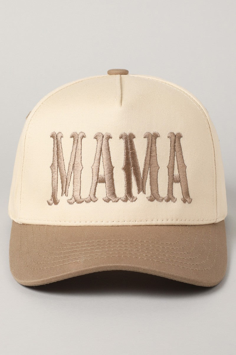 MAMA Beige Embroidered Hat