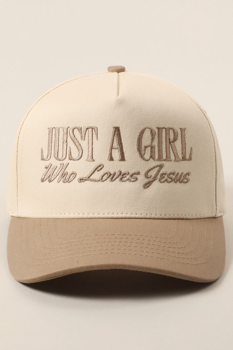 Just A Girl Who Loves Jesus Beige Hat