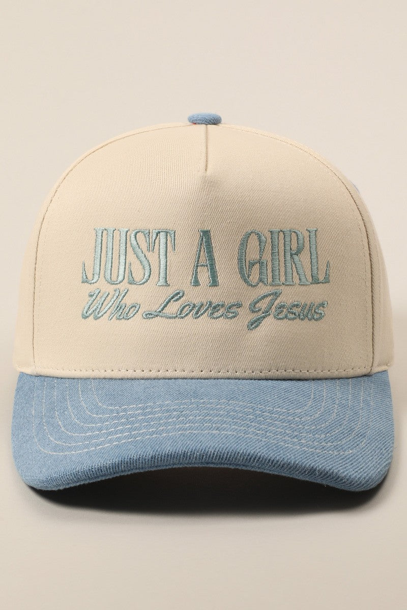 Just A Girl Who Loves Jesus Denim Hat