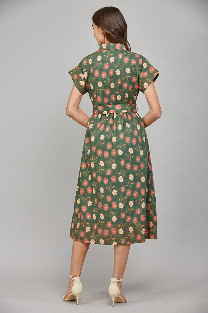 Field Of Flowers Olive Midi Dress