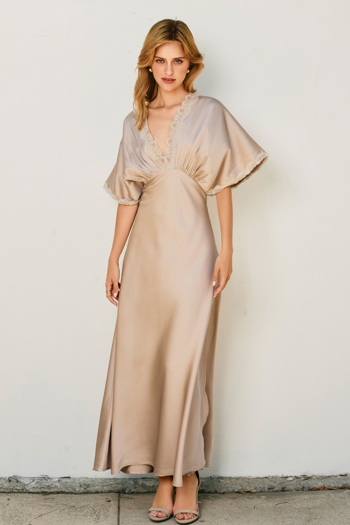 Champagne Satin Luxe Maxi Dress