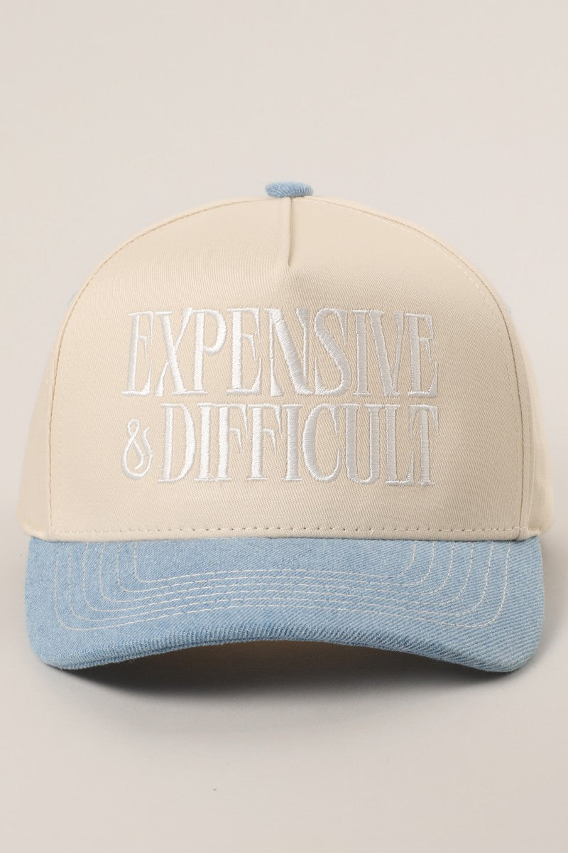 Expensive & Difficult Denim Embroidered Hat