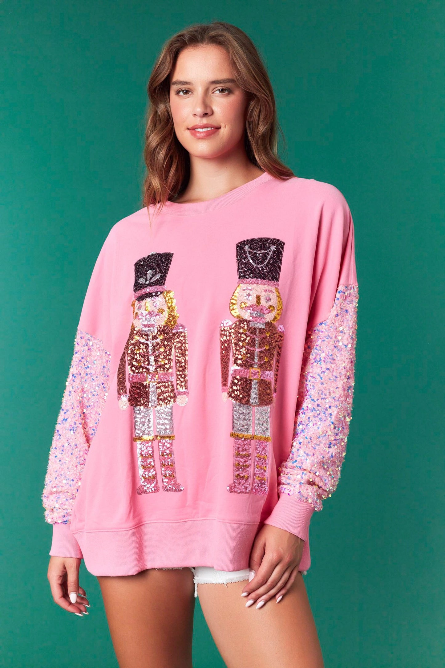 Pink Sequins/Velvet Nutcracker Sweatshirt