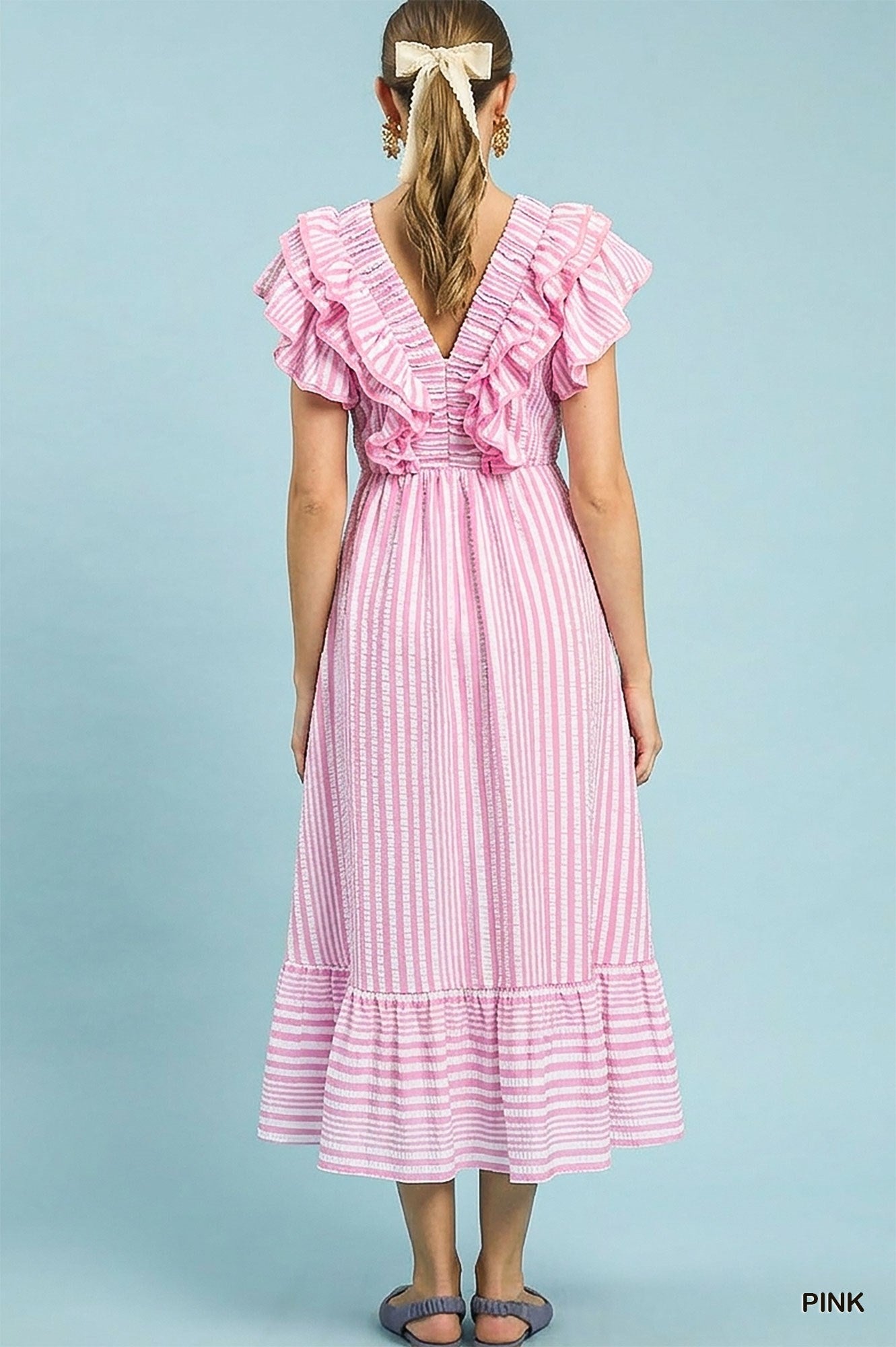 Blushing Stripe Midi Dress