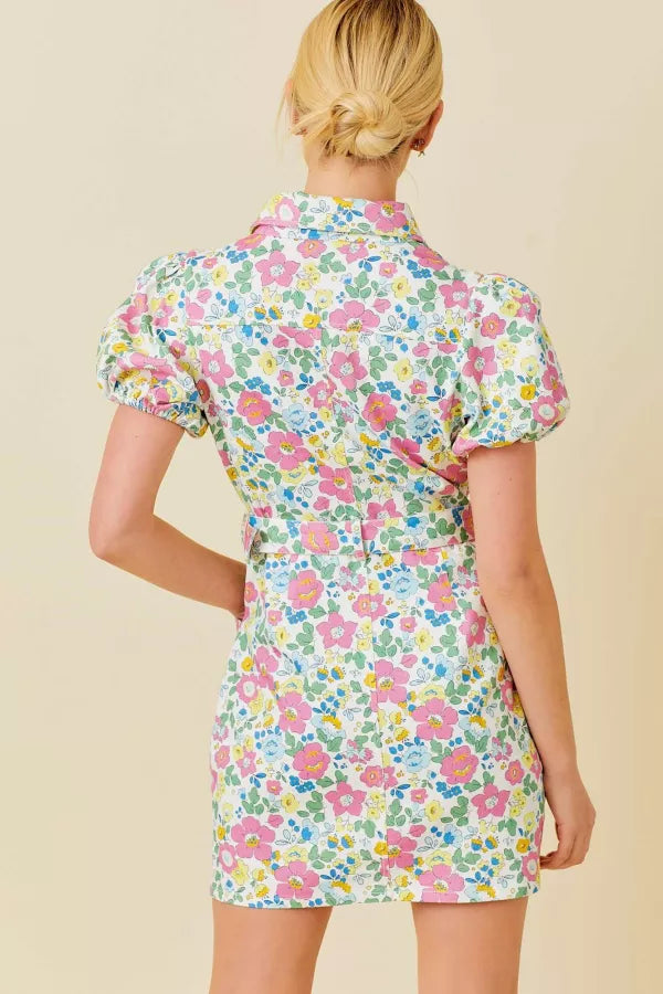 Looking My Way Floral Denim Dress