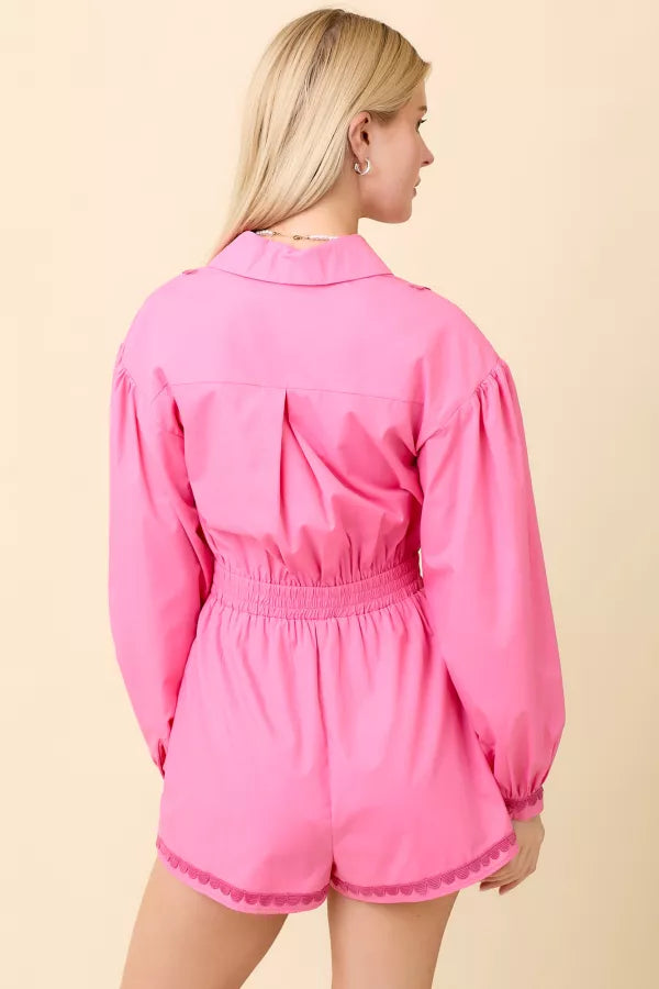 Pink Scalloped Romper