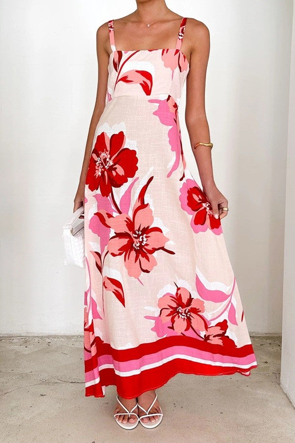 Resort Red Floral Maxi Dress