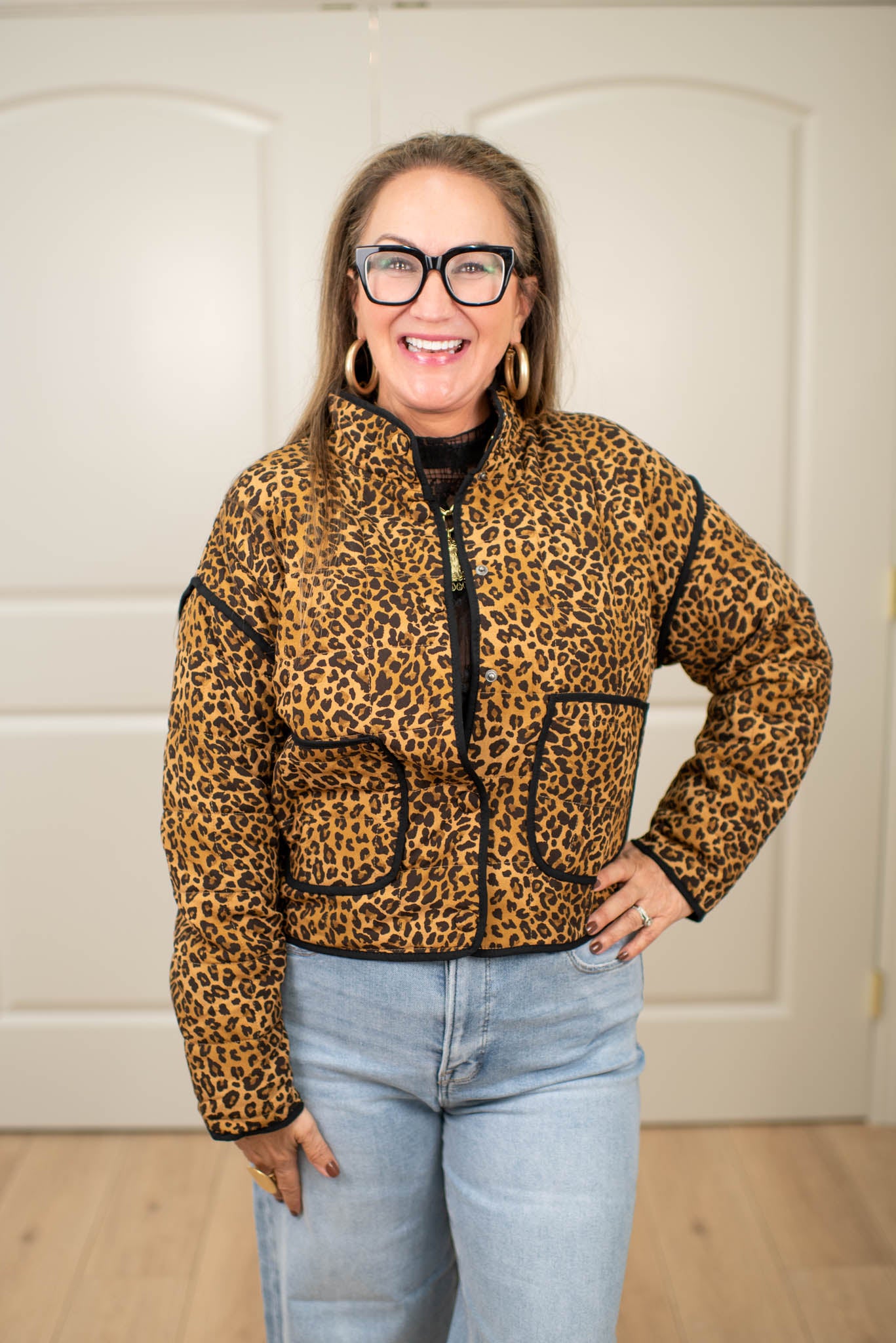 Quilted Leopard Puffer Jacket