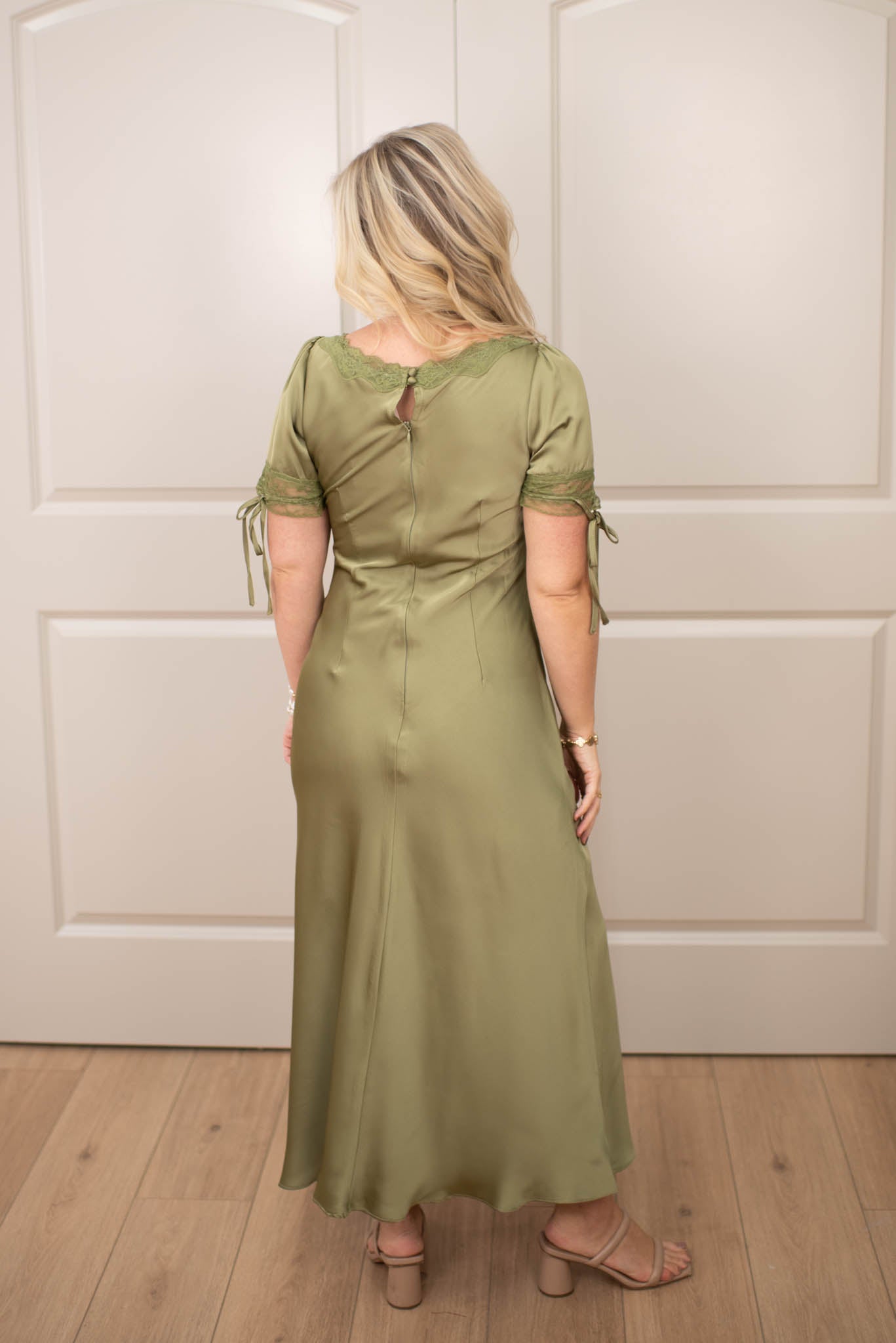 Olive Satin Luxe Maxi Dress