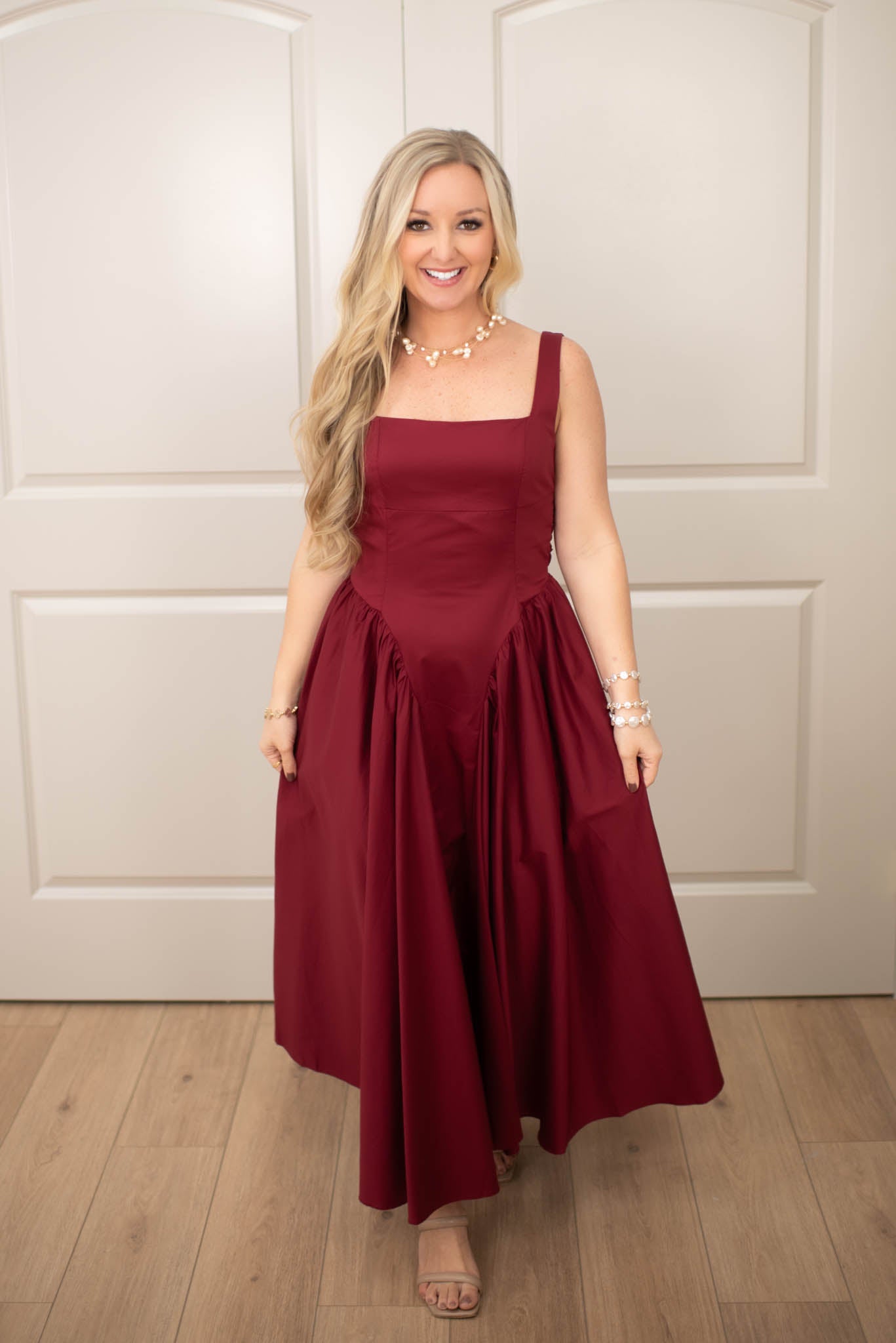 Wine Evening Elegance Midi Dress W/Back Bow