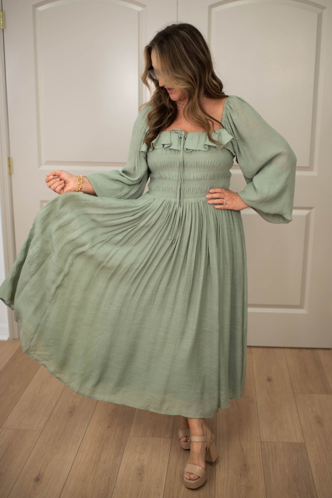Soft Olive Soiree Dress
