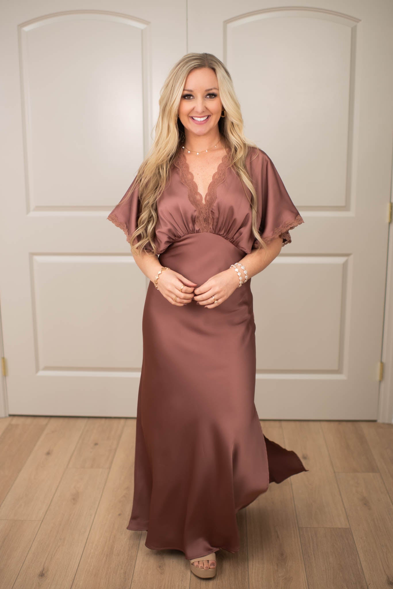 Mauve Satin Luxe Maxi Dress