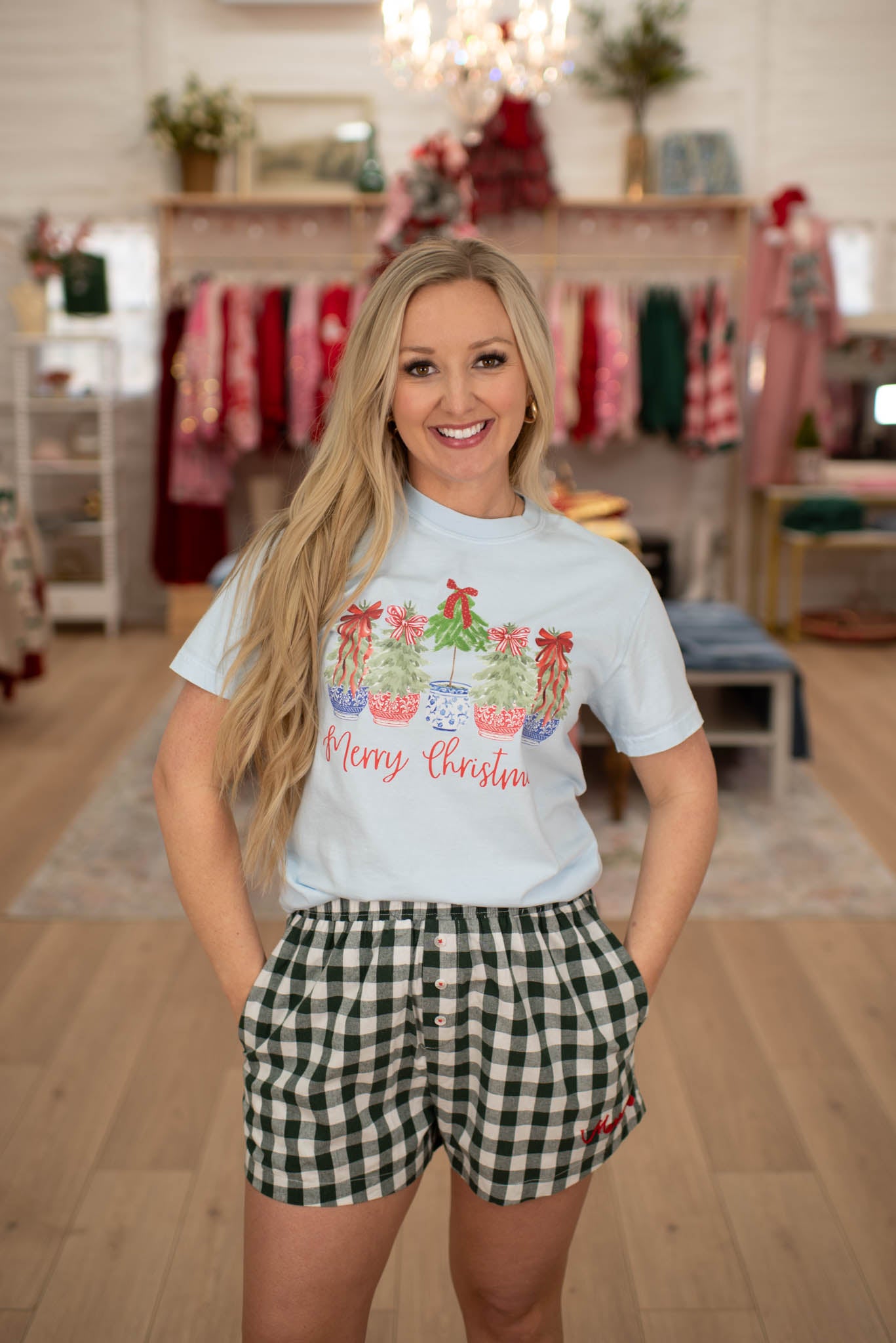 Chambray Plants Christmas Graphic Tee
