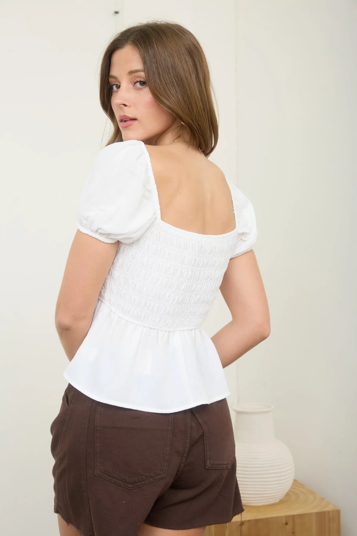 Go To Smocked White Top