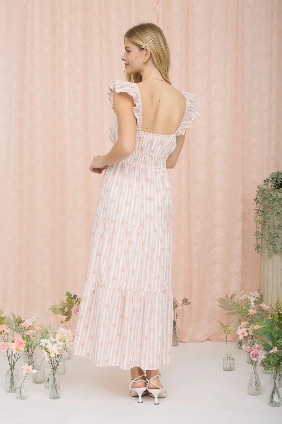 Sand Stripe/Floral Maxi Dress