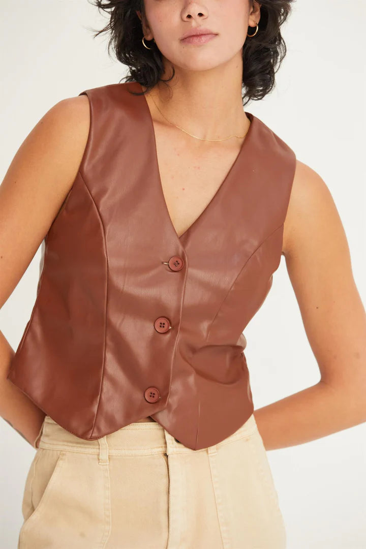 Camel Pleather Vest