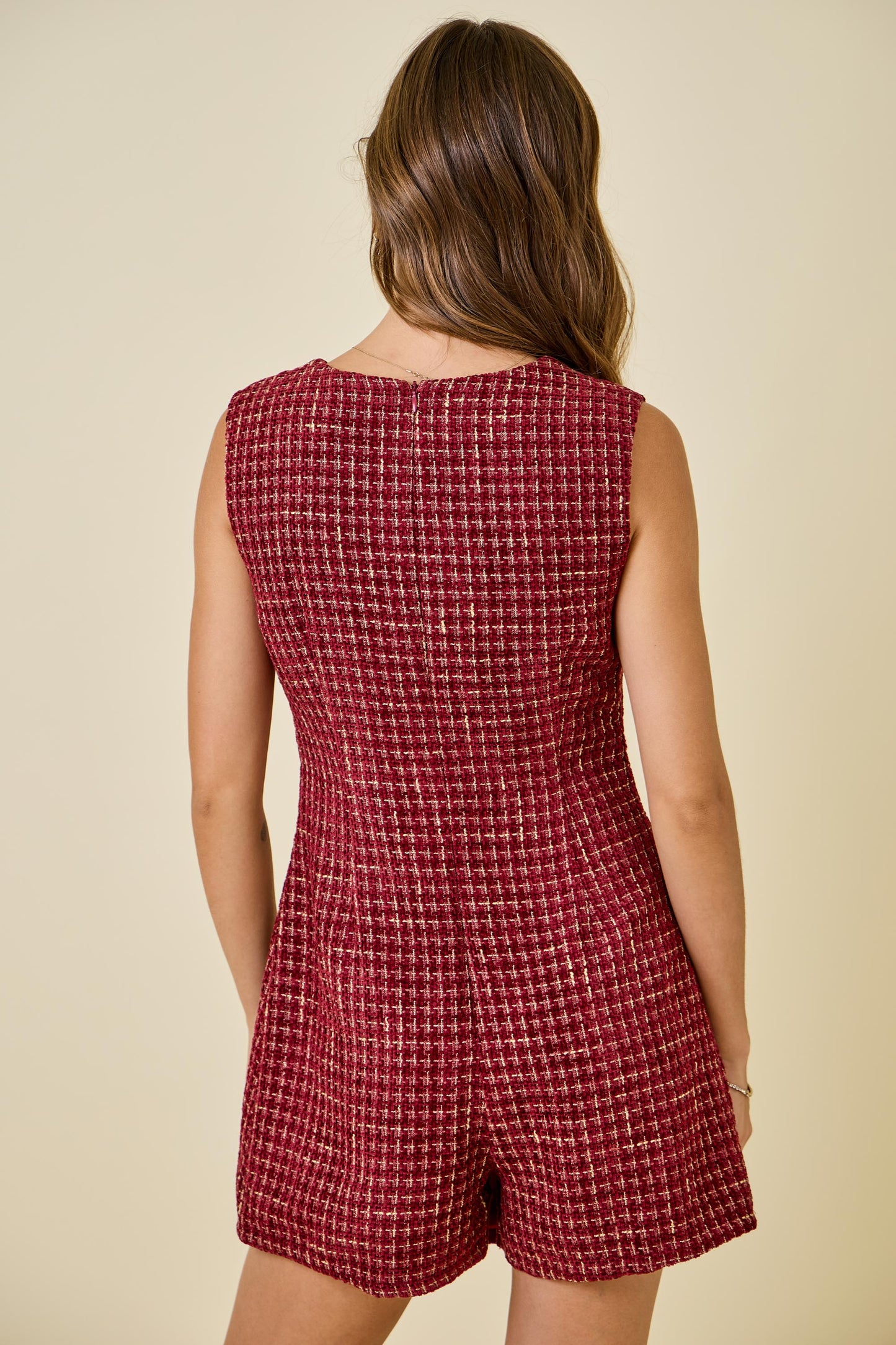 Spiced Cranberry Tweed Romper
