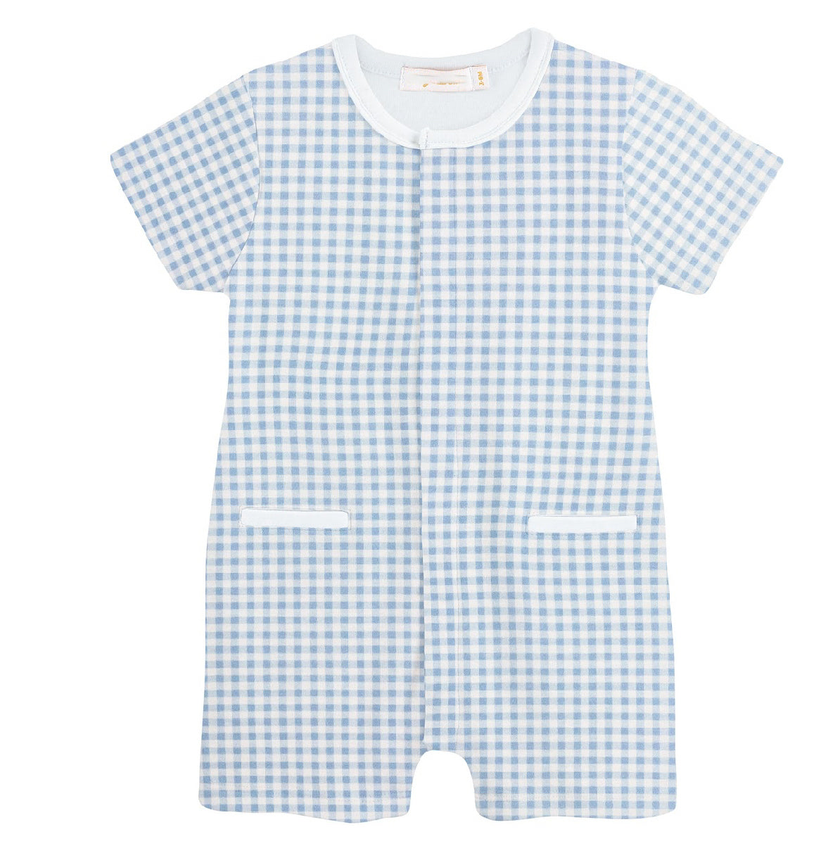 Blue Mini Checker Print Romper