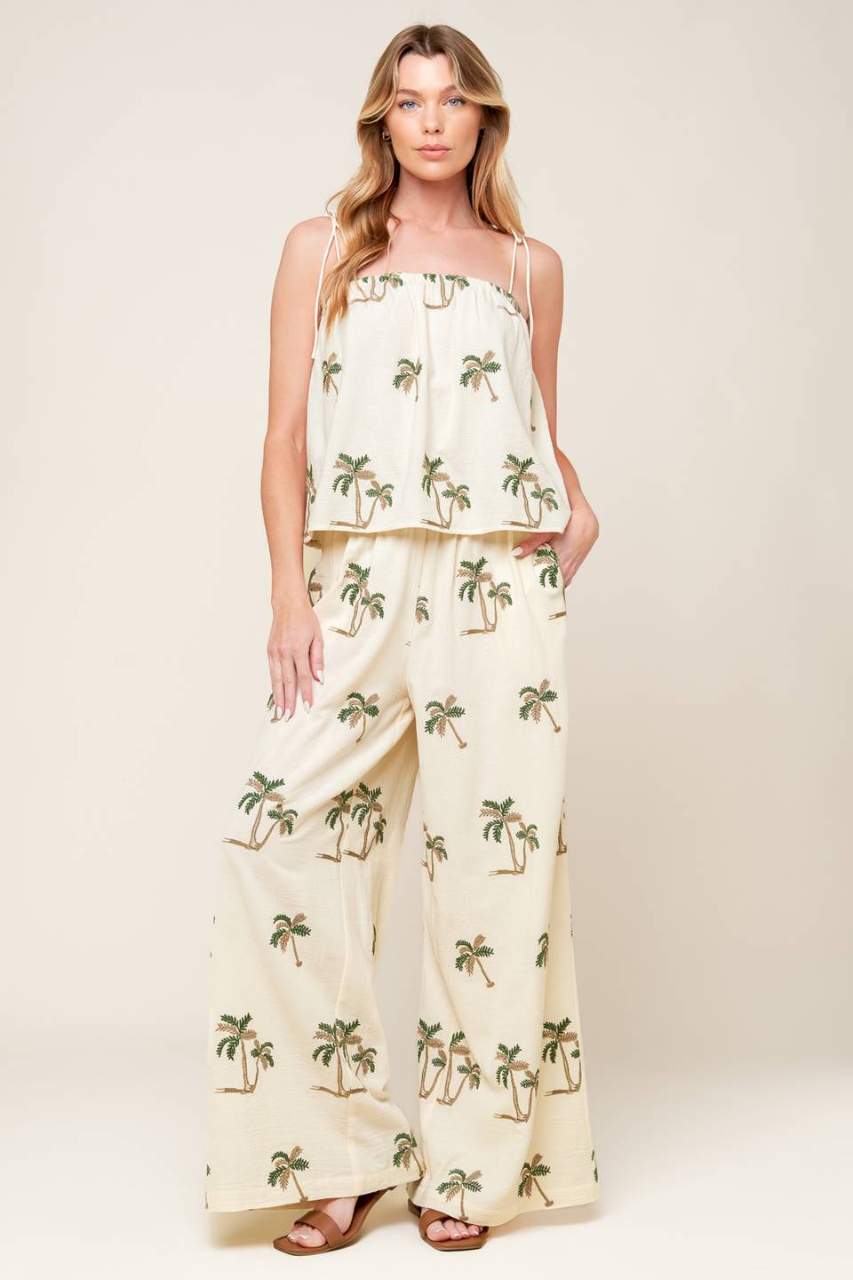 Palm Tree Embroidered Set