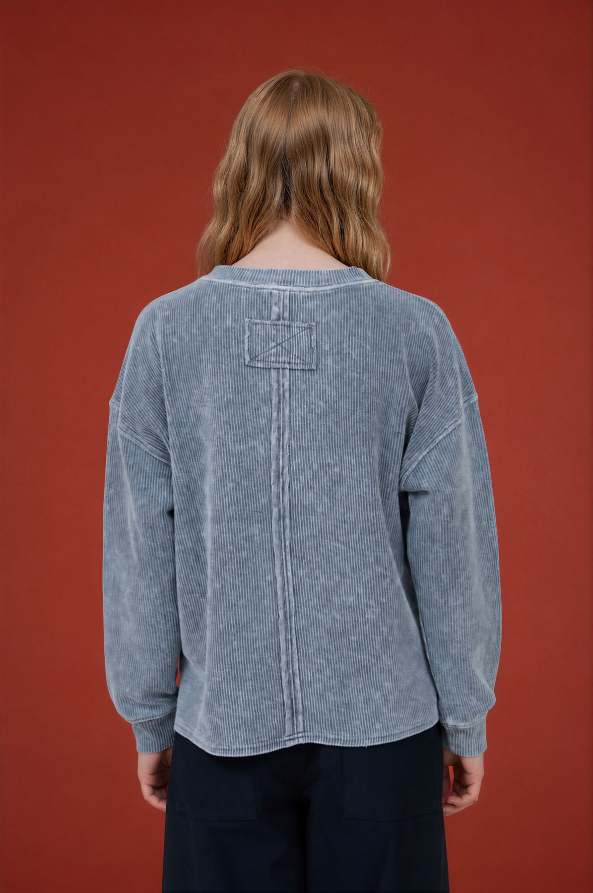 Cool & Cozy Denim Ribbed Top