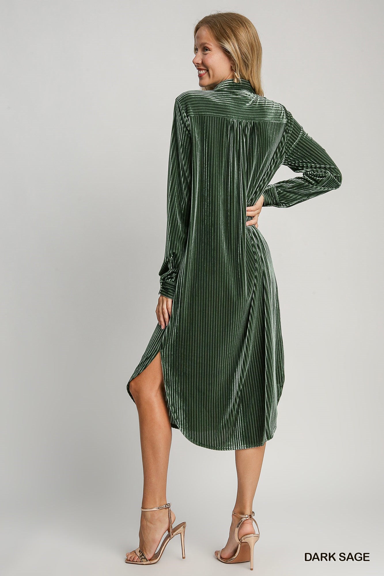 Hunter Green Velvet Midi Dress