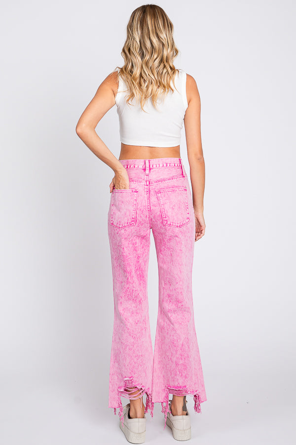 Acid Pink Vintage Cropped Flare