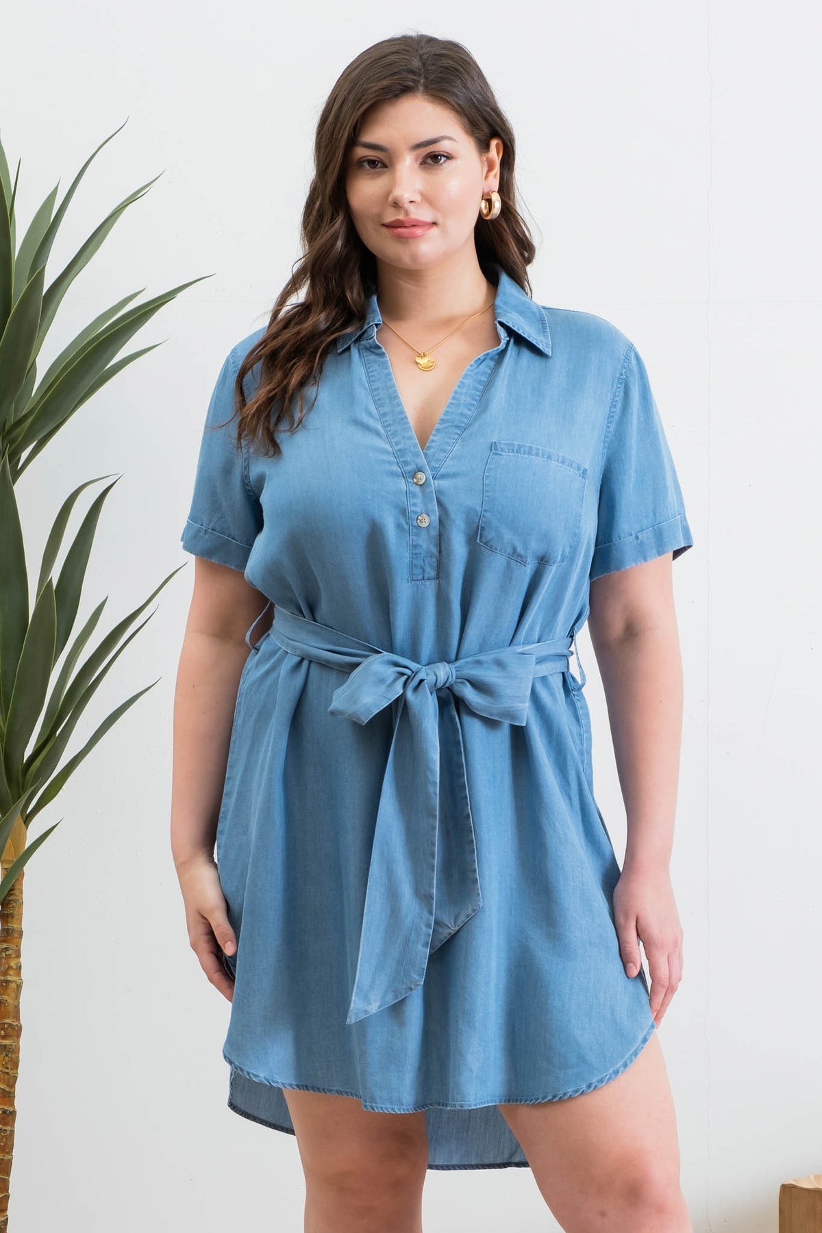 Plus Size Denim Shirt Dress Plus Size Denim Shirt Dress