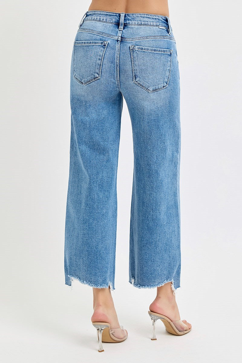 Risen High Rise Crop Wide Jeans