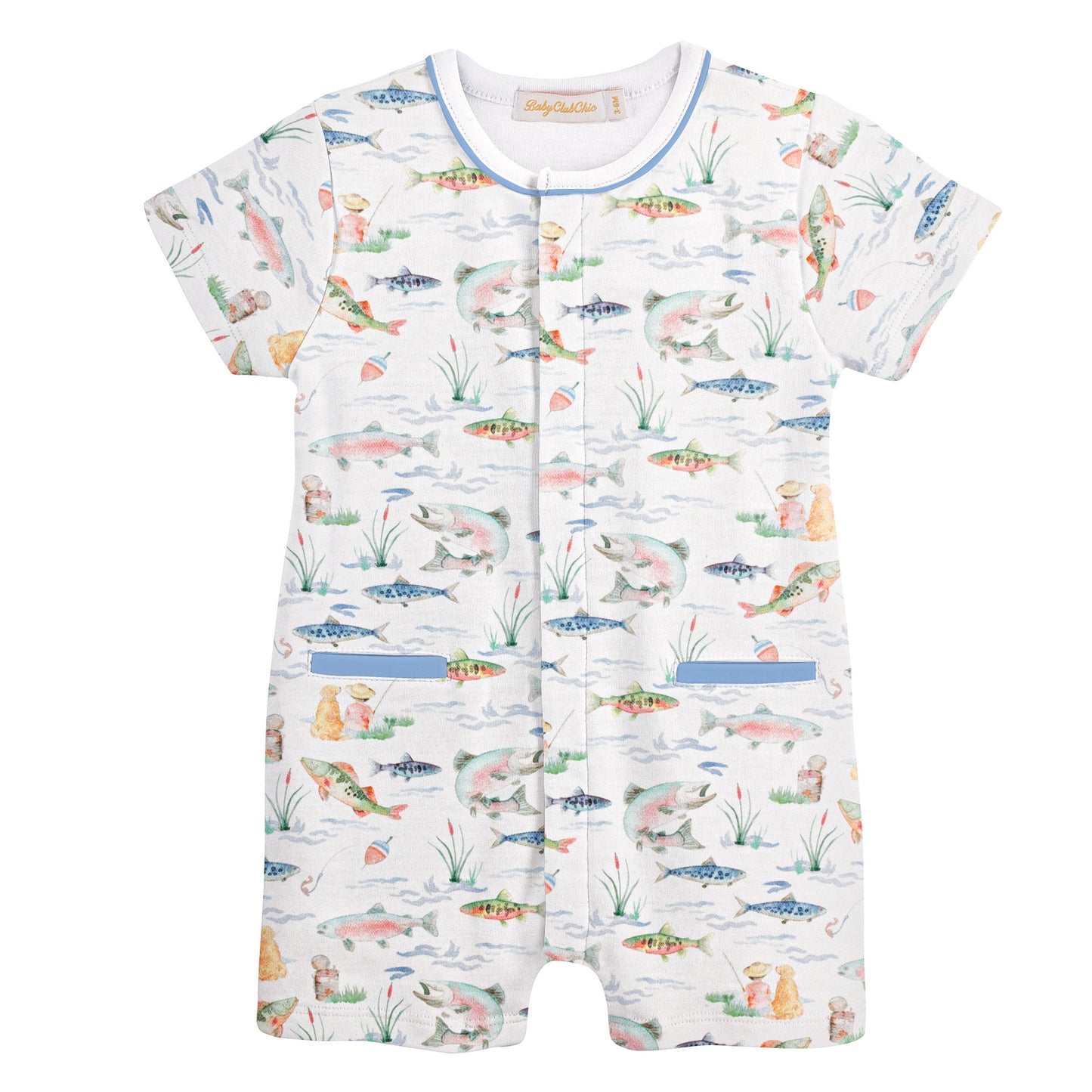 Gone Fishing Romper W/Pipping