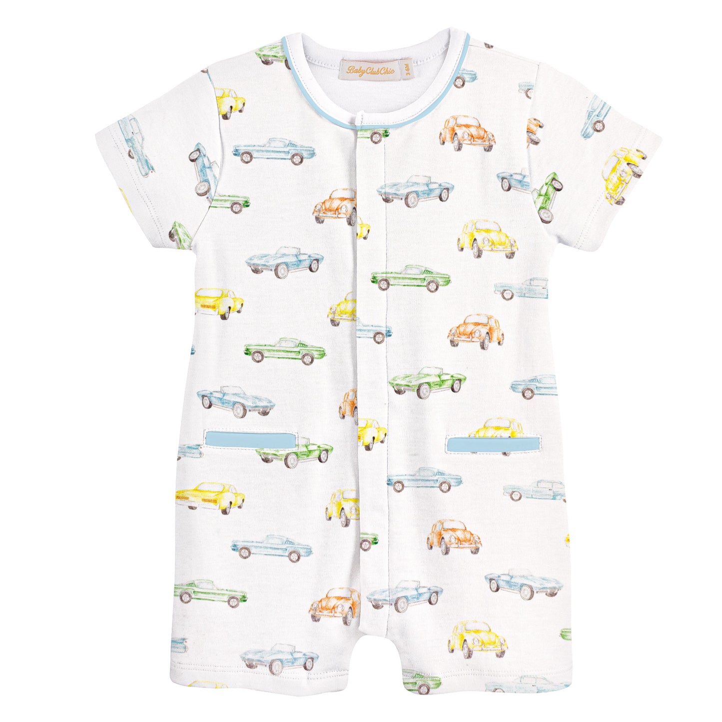 Vintage Cars Romper W/Pipping