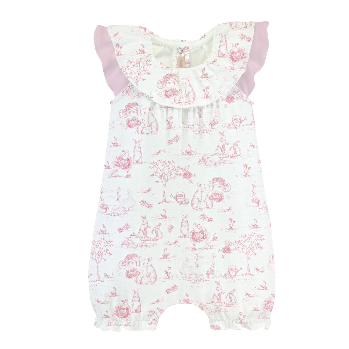 Pink Toile Bunnies Romper
