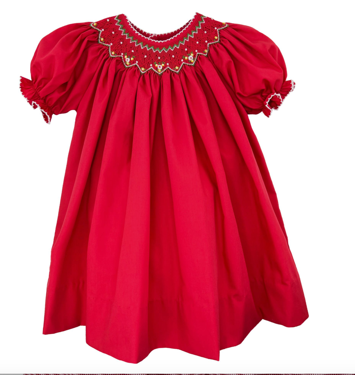 Red Smocked Floral Dress