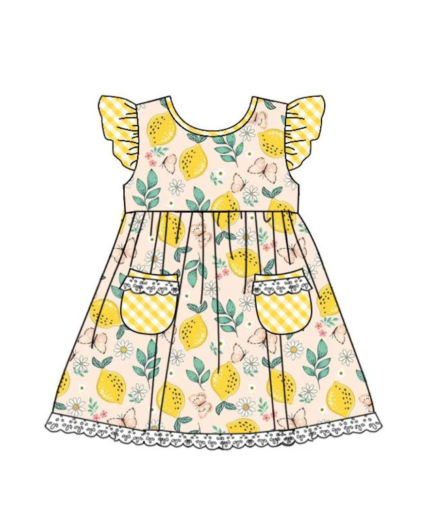 Lemon Print Ruffle Dress