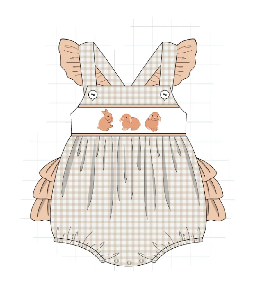 Neutral Easter Bunny Plaid Bubble