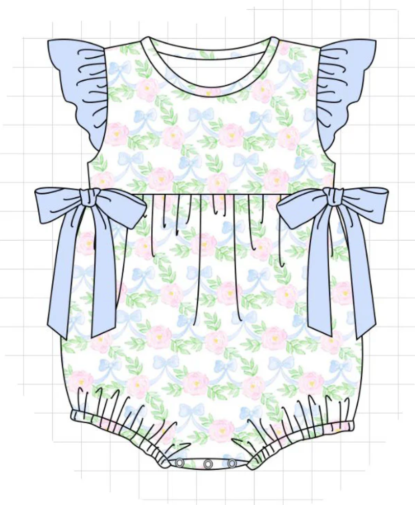 Blue/Pink Floral Bow Bubble