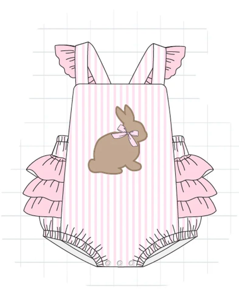 Pink Striped Easter Bunny Bubble